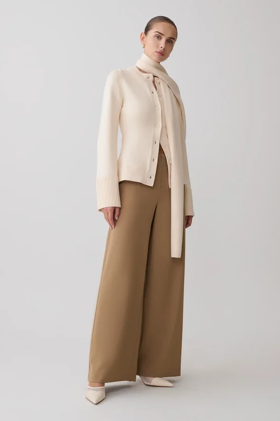 Lara Knit Cardigan With Scarf – Ivory Lara Knit Cardigan With Scarf – Ivory