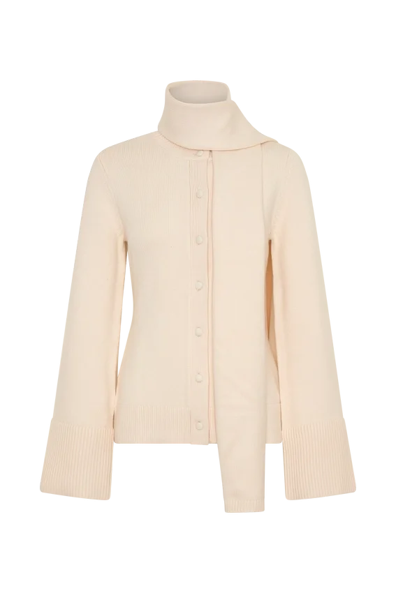 Lara Knit Cardigan With Scarf – Ivory Lara Knit Cardigan With Scarf – Ivory