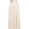 Larissa Satin Maxi Dress With Ruched Petals – Blush Gold