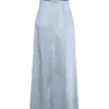 Larissa Satin Maxi Dress With Ruched Petals – Frosted Blue