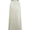 Larissa Satin Maxi Dress With Ruched Petals – Sage Larissa Satin Maxi Dress With Ruched Petals – Sage