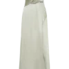 Larissa Satin Maxi Dress With Ruched Petals – Sage Larissa Satin Maxi Dress With Ruched Petals – Sage