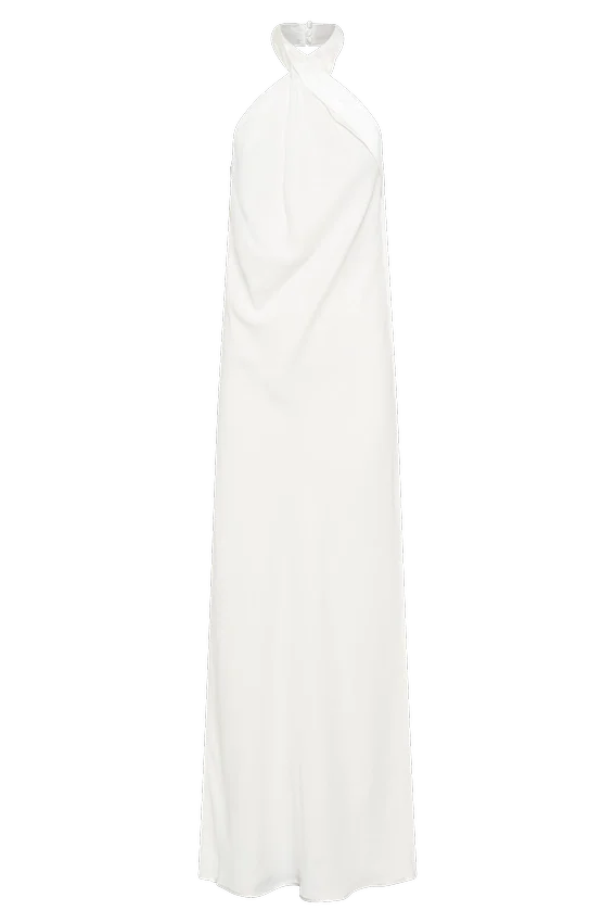 Laura Halter Satin Gown – White Laura Halter Satin Gown – White