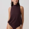 Laurelle Sleeveless Modal Draped Bodysuit – Chocolate