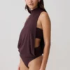 Laurelle Sleeveless Modal Draped Bodysuit – Chocolate