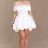 Lauretta Off Shoulder Mini Dress – White Lauretta Off Shoulder Mini Dress – White
