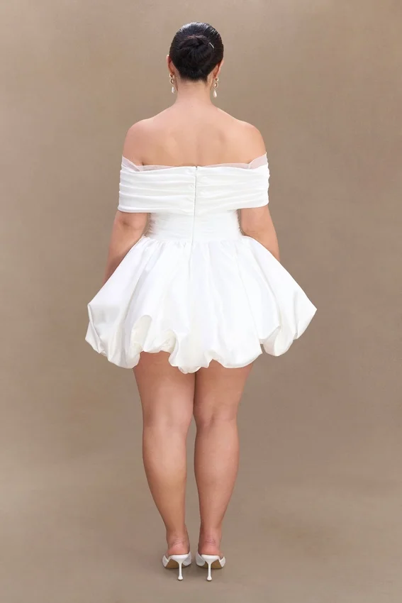 Lauretta Off Shoulder Mini Dress – White Lauretta Off Shoulder Mini Dress – White