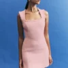 Lea Tweed Sleeveless Mini Dress – Baby Pink