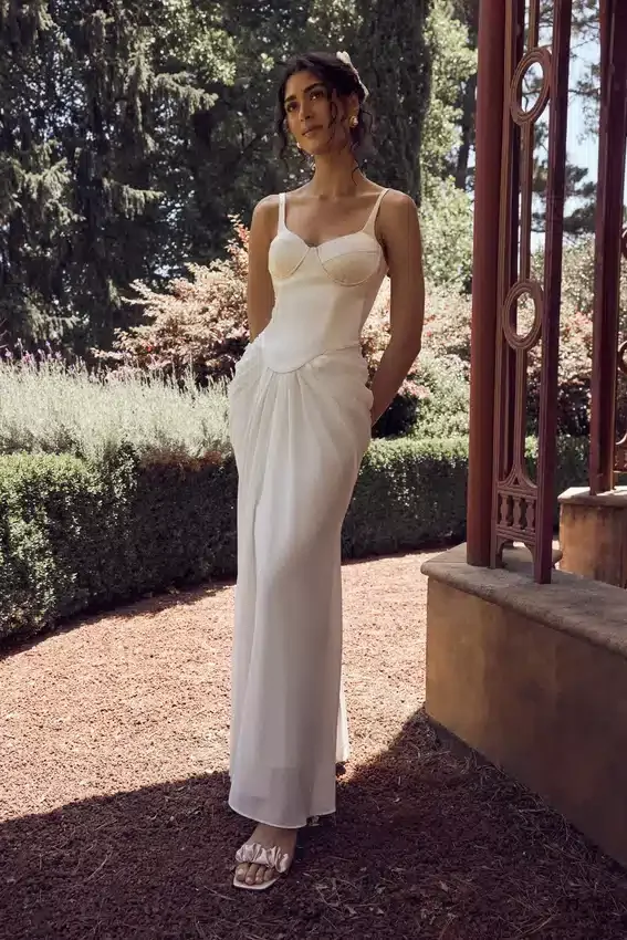 Leila Satin Corset Maxi Dress – Ivory Leila Satin Corset Maxi Dress – Ivory
