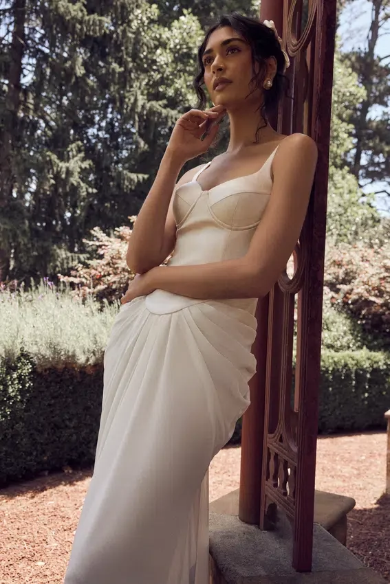 Leila Satin Corset Maxi Dress – Ivory Leila Satin Corset Maxi Dress – Ivory