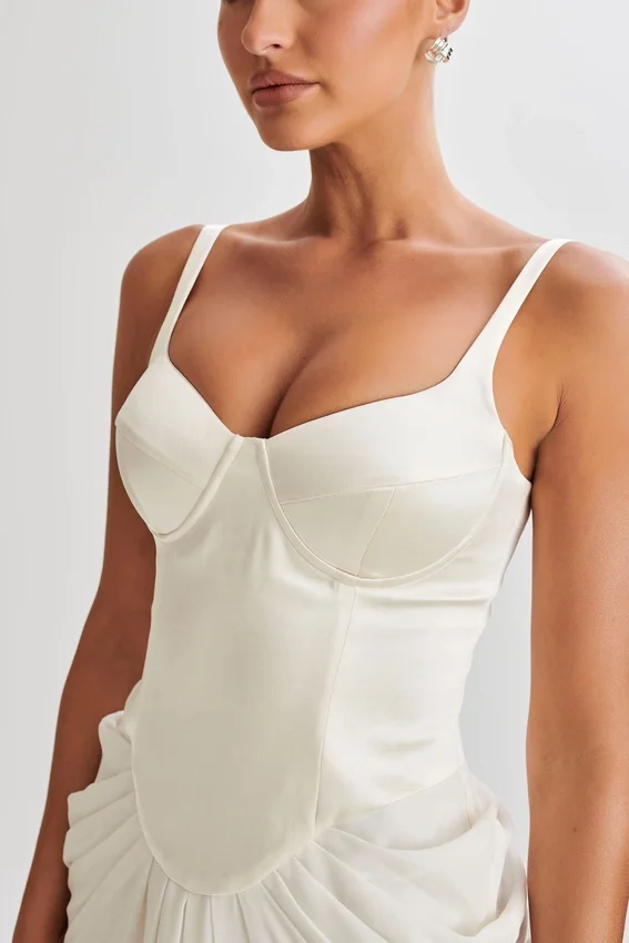 Leila Satin Corset Maxi Dress – Ivory Leila Satin Corset Maxi Dress – Ivory