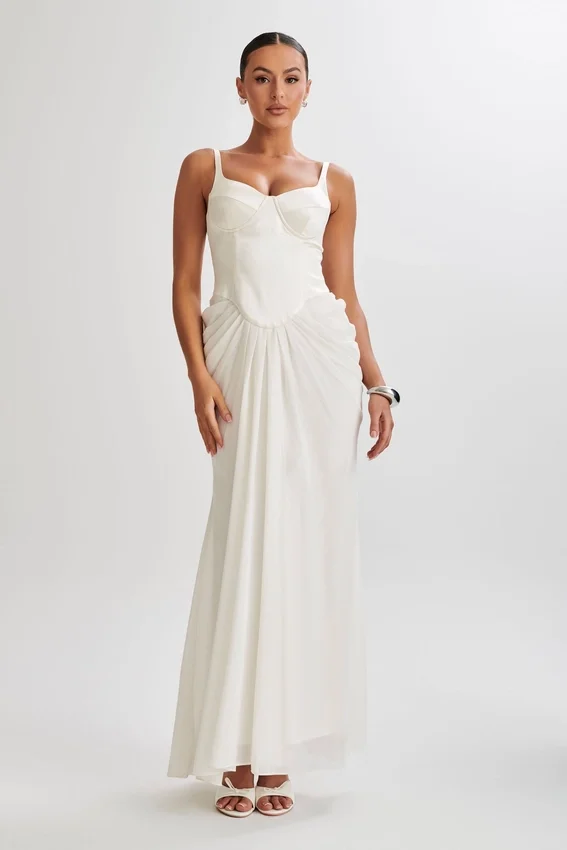 Leila Satin Corset Maxi Dress – Ivory Leila Satin Corset Maxi Dress – Ivory