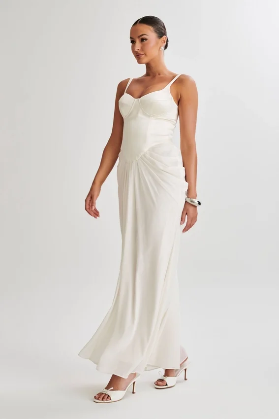 Leila Satin Corset Maxi Dress – Ivory Leila Satin Corset Maxi Dress – Ivory