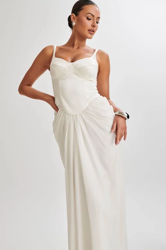 Leila Satin Corset Maxi Dress – Ivory Leila Satin Corset Maxi Dress – Ivory