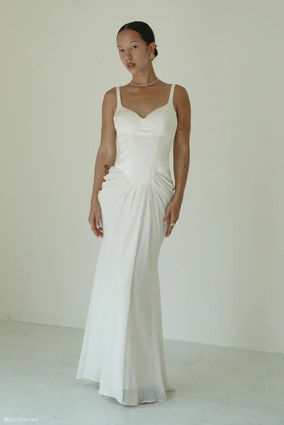 Leila Satin Corset Maxi Dress – Ivory Leila Satin Corset Maxi Dress – Ivory