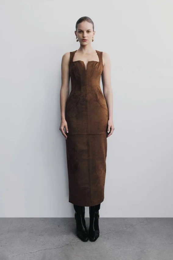 Liam Faux Suede Maxi Dress – Dark Chocolate Liam Faux Suede Maxi Dress – Dark Chocolate