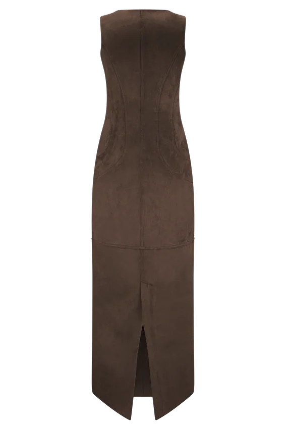 Liam Faux Suede Maxi Dress – Dark Chocolate Liam Faux Suede Maxi Dress – Dark Chocolate
