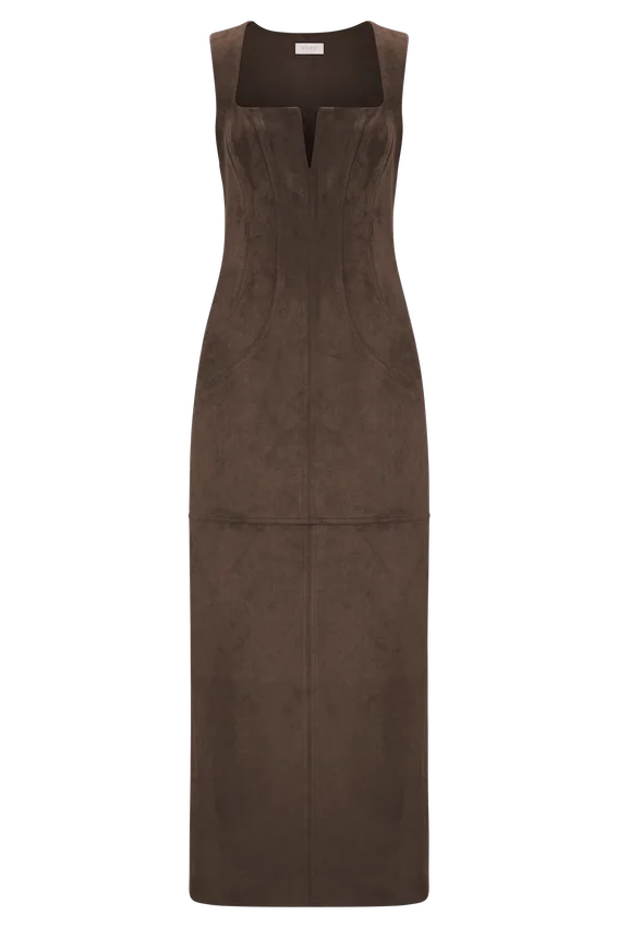 Liam Faux Suede Maxi Dress – Dark Chocolate Liam Faux Suede Maxi Dress – Dark Chocolate
