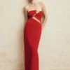 Lianne Strapless Maxi Dress – Red