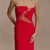 Lianne Strapless Maxi Dress – Red