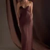Lilly Sweetheart Satin Maxi Dress – Dark Chocolate
