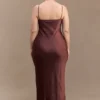 Lilly Sweetheart Satin Maxi Dress – Dark Chocolate