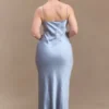 Lilly Sweetheart Satin Maxi Dress – Frosted Blue