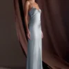 Lilly Sweetheart Satin Maxi Dress – Frosted Blue