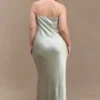 Lilly Sweetheart Satin Maxi Dress – Sage