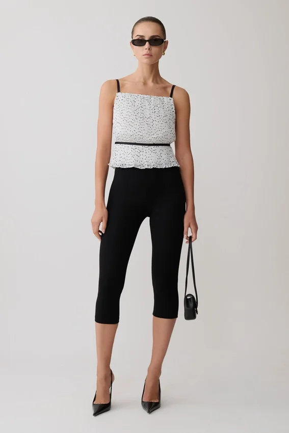 Lilou Pleated Sleeveless Top – Polka Dot Lilou Pleated Sleeveless Top – Polka Dot