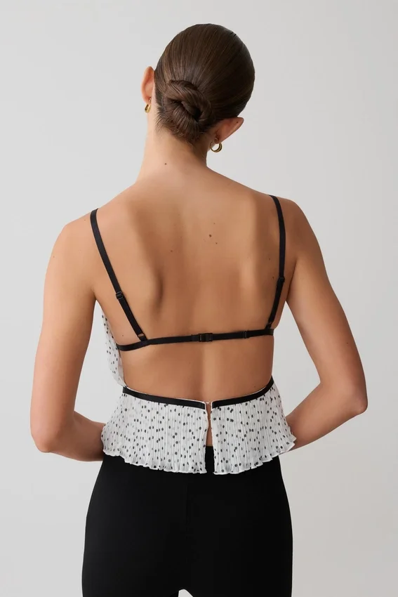 Lilou Pleated Sleeveless Top – Polka Dot Lilou Pleated Sleeveless Top – Polka Dot
