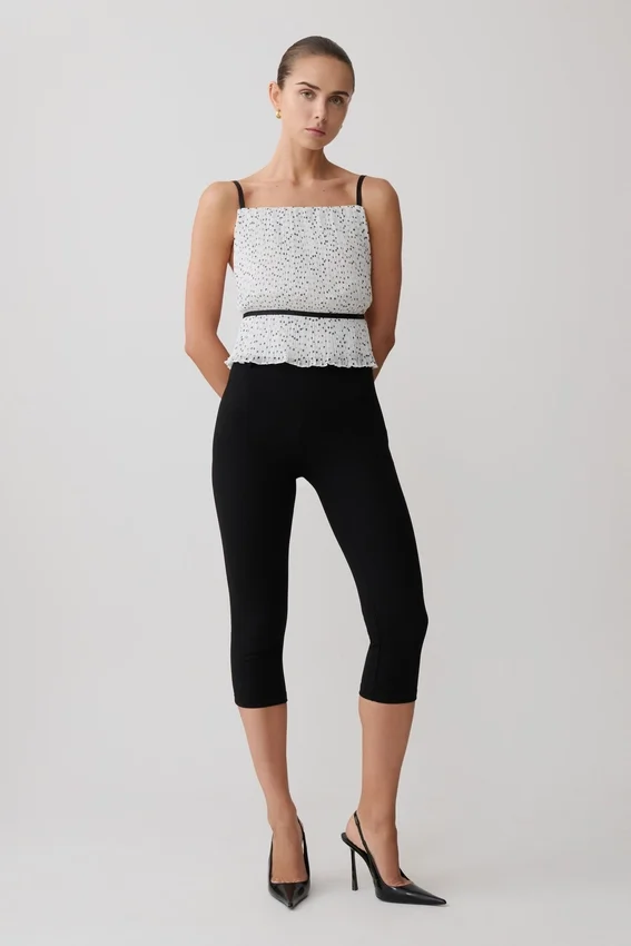 Lilou Pleated Sleeveless Top – Polka Dot Lilou Pleated Sleeveless Top – Polka Dot