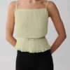 Lilou Pleated Sleeveless Top – Sage