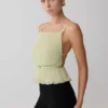 Lilou Pleated Sleeveless Top – Sage