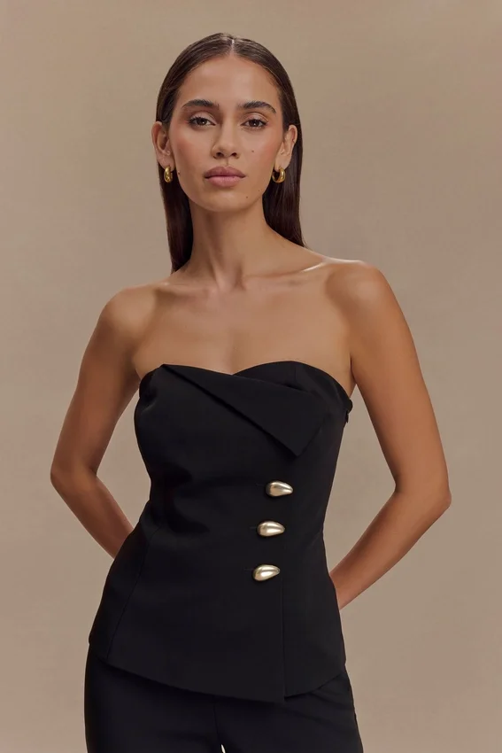Lindie Strapless Suiting Top – Black Lindie Strapless Suiting Top – Black