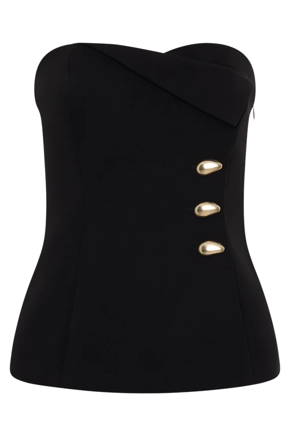 Lindie Strapless Suiting Top – Black Lindie Strapless Suiting Top – Black