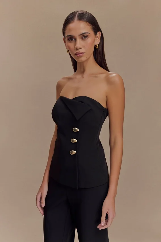 Lindie Strapless Suiting Top – Black Lindie Strapless Suiting Top – Black