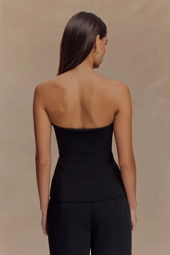 Lindie Strapless Suiting Top – Black Lindie Strapless Suiting Top – Black
