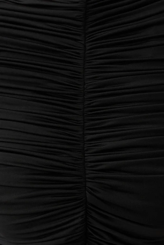 Linh Slinky High Neck Gathered Top – Black Linh Slinky High Neck Gathered Top – Black