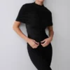 Linh Slinky High Neck Gathered Top – Black Linh Slinky High Neck Gathered Top – Black