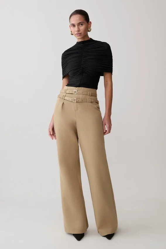Linh Slinky High Neck Gathered Top – Black Linh Slinky High Neck Gathered Top – Black