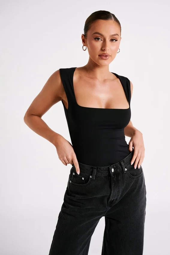 Linley Recycled Nylon Long Line Top – Black Linley Recycled Nylon Long Line Top – Black