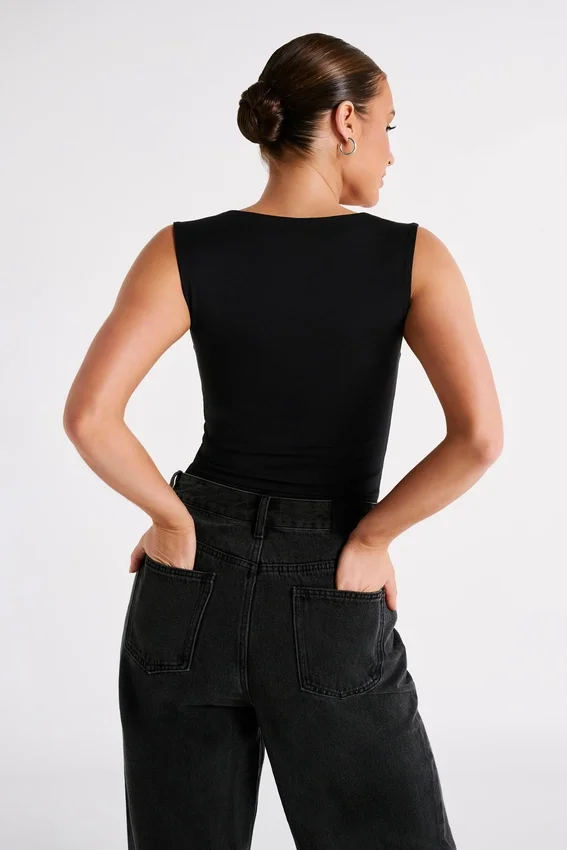 Linley Recycled Nylon Long Line Top – Black Linley Recycled Nylon Long Line Top – Black