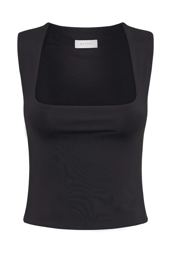Linley Recycled Nylon Long Line Top – Black Linley Recycled Nylon Long Line Top – Black