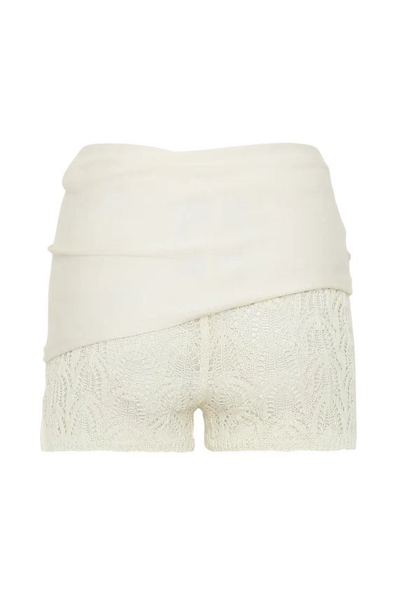 Liora Crochet Shorts With Knit Overlay – Ivory Liora Crochet Shorts With Knit Overlay – Ivory