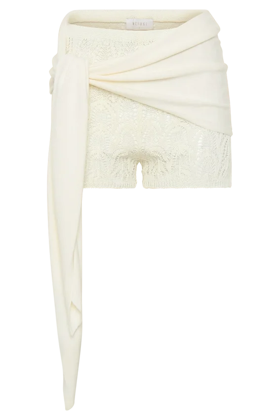 Liora Crochet Shorts With Knit Overlay – Ivory Liora Crochet Shorts With Knit Overlay – Ivory