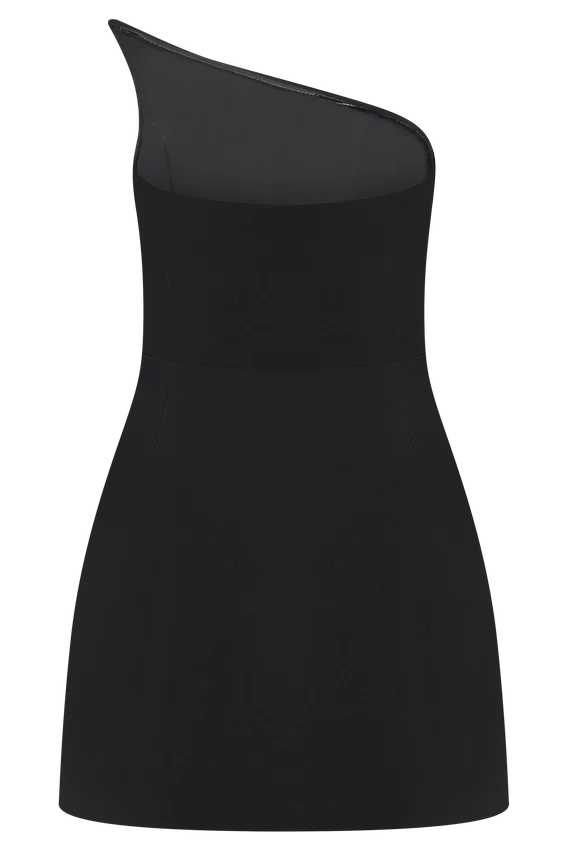 Liva Strapless Diamante Floral Trim Mini Dress – Black Liva Strapless Diamante Floral Trim Mini Dress – Black