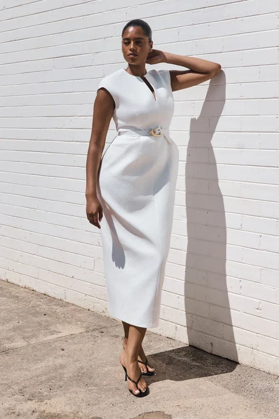 Livia V Neck Linen Maxi Dress – White Livia V Neck Linen Maxi Dress – White