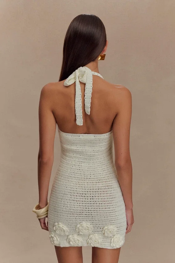 Liyah Floral Hand Crochet Mini Dress – Ivory Liyah Floral Hand Crochet Mini Dress – Ivory