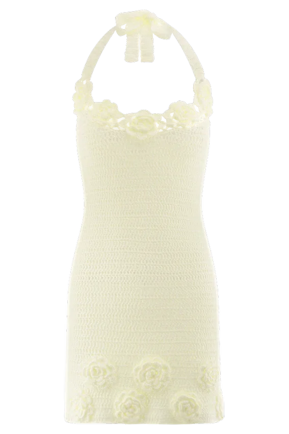 Liyah Floral Hand Crochet Mini Dress – Ivory Liyah Floral Hand Crochet Mini Dress – Ivory